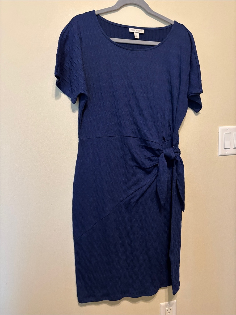 Dana Buchman Navy Short-Sleeve Tie-Waist Midi Dress